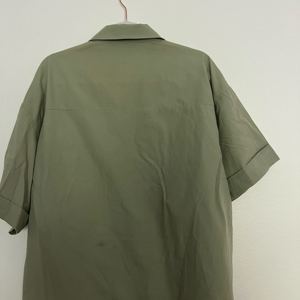 Zara olive green short button blouse - Picture 2 of 7